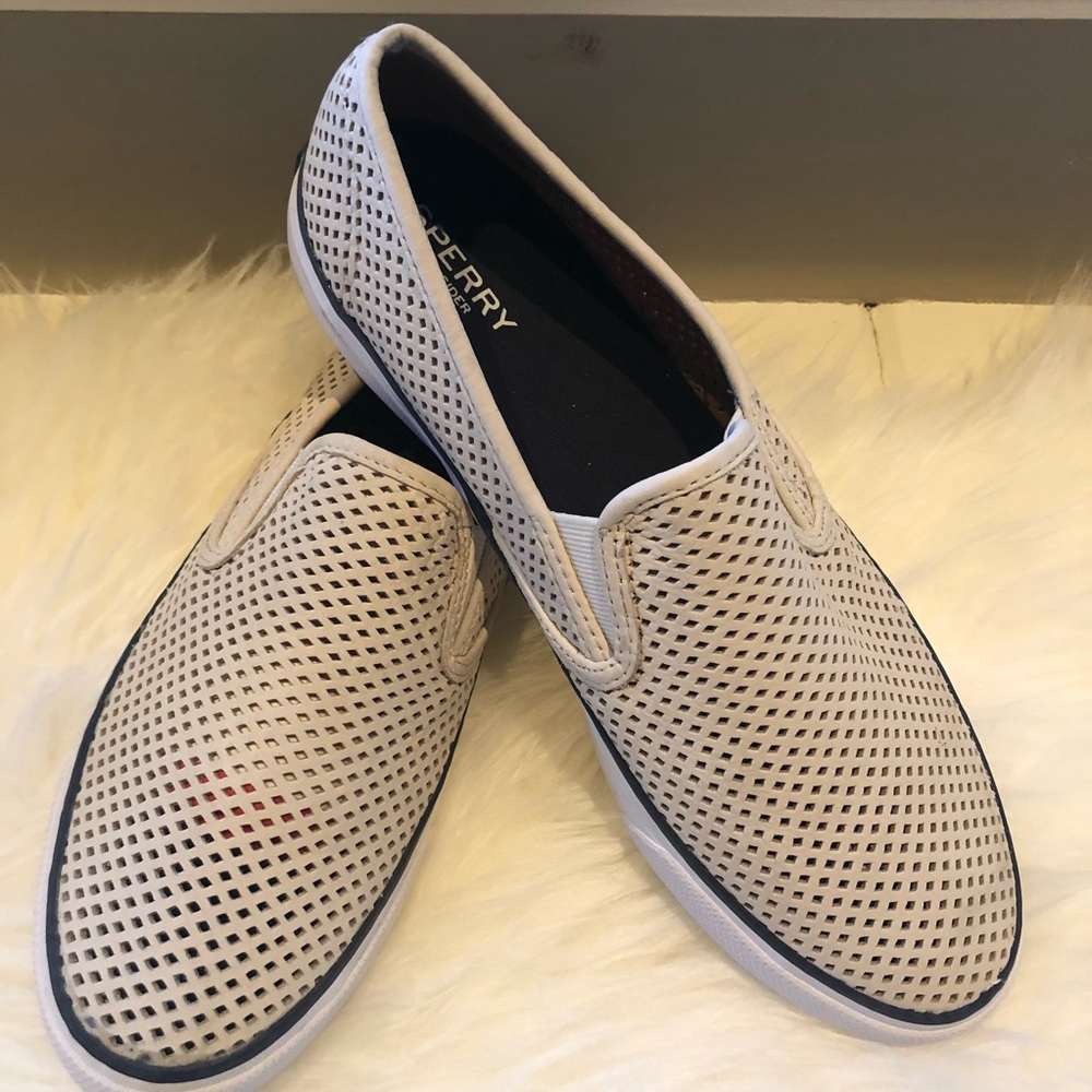 Sperry Pier Side Suede Slip-on Boat Sneaker White